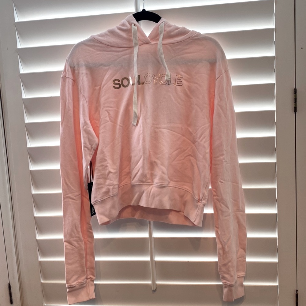 BNWT Soul Cycle Light Pink Hoodie Hooded Sweatshirt Rose Gold Print Size Small